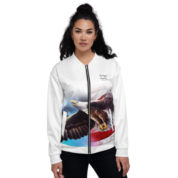 all over print unisex bomber jacket white front 60cadced30d22